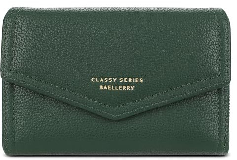 FORRICA Femmes Portefeuille Court Porte Monnaie Elégant Pochette Dames Fermeture Éclair Poche à Monnaie Porte Cartes PU Cuir Portefeuilles avec Boîte Cadeau Vert