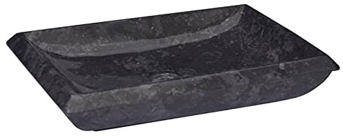 Tidyard Waschbecken Aufsatzwaschbecken Waschtisch Waschschale Waschplatz Handwaschbecken Naturstein Becken Badezimmer Schwarz 50x35x10cm Marmor