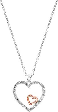 s.Oliver Kette mit Anhänger 925 Sterling Silber Damen Halsschmuck, mit Zirkonia synth., 42+3 cm, Weiß, Kommt in Schmuck Geschenk Box, 2032828