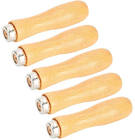Wooden File Handle, Rasp Handle 5Pcs with Strong Metal Collars for File Cutting Tool Craft