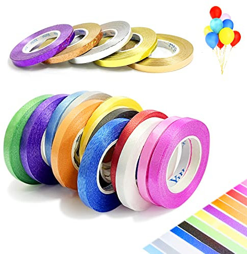 18 rouleaux d'accessoires ruban décoratif ballon tels l'artisanat, l'emballage cadeaux,nœuds fleuriste, rubans mariage ou les rubans drapeau fête d'anniversaire, 10 m/rouleau (couleurs mélangées)