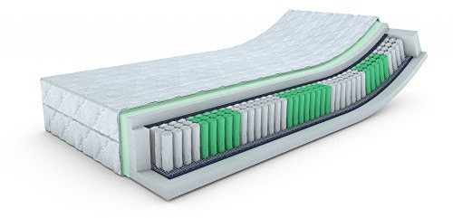MSS e.K. Taschenfederkern-Matratze ECO 120 x 200 x 21 in H2 Komfortschaum mit versteppten Bezug waschbar bis 60 °C