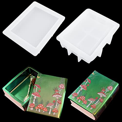 HyzaPhix 2pcs Epoxidharz Formen Buch Dose Resin Silikonform Gießform mit Deckel Set Jewelry Box Resin Molds für Schmuckbox,Aufbewahrungsbox DIY,Home Decoration