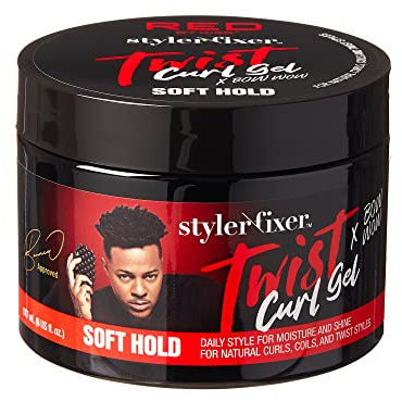 Red by Kiss X Bow Wow Styler Fixer Braid Curl Gel Soft Hold For Afro Hair, Moisturizing With Coconut Aroma, Ideal For 360 Waves And Turns, Nourished And Naturally Bright Clear