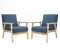 Mingone 2er Set Sessel Gepolsterter Cocktailsessel Skandinavischer Stil Loungesessel Modern Einzelsofa Massivholz für Wohnzimmer Schlafzimmer ，Blau