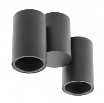 GTV lighting - Deckenleuchte LUPO - Beweglicher Kopf - Aluminium - 17.5x5,6x11.5 - IP20, 2* GU10, max. 50W - rund schwarz - Spot-Deckenleuchte - für stilvolle Büros, moderne Wohnungen und Häuser