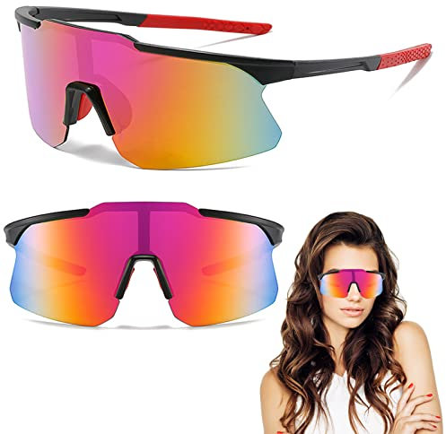 ZZRSYJ Fahrradbrille,Fahrrad Sonnenbrille, Schnelle Brille Rave, Herren Damen Sportbrille, Rennrad Brille,Polarisierte UV400 Schutzbrille Radsportbrille, für Laufen Glof Ski im Freien (Lila)