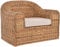 Krines Home Rattansessel Count Breiter Wohnzimmer Sessel aus echtem Rattan Thronsessel (Hell Natur)