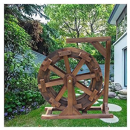 Holz-Wasserrad-Brunnen, Gartenbrunnen, Dekoration, Wasserlandschaft, Wasserfall, Wasserpumpe, Holz-Design-Brunnen, Freistehender Brunnen For Den Außenbereich, Balkon, Garten, Garten ( Size : 60cm(23.6