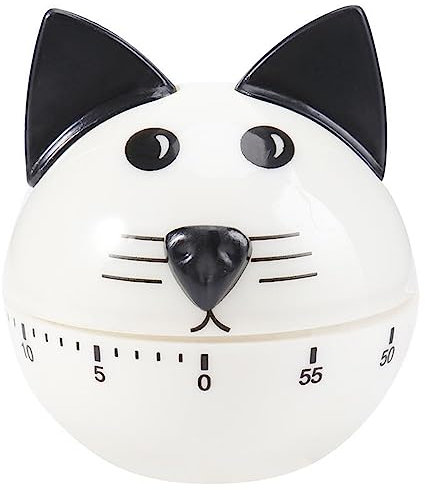 Ranvi Minuteur de cuisine en forme d'animal mignon, mécanique de 60 minutes, pas besoin de pile, chat
