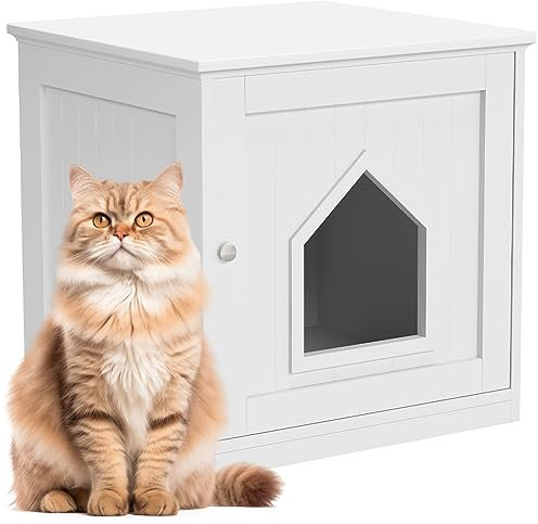 BAKAJI Casetta per Gatti, Cuccia per Animali Domestici in Legno da Giardino, Cuccia per Gatto, Mobile Lettiera Multiuso, Armadietto Nido per Gatti, Cani, Dimensioni 51 x 48 x 52 cm