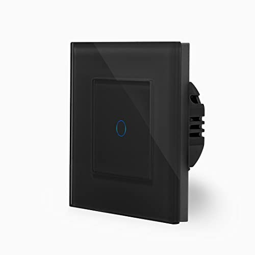POINT einfacher Touch Taster Lichttaster Ein/Aus 1-Fach im Glasrahmen in schwarz Glas Berührungs Treppenhaus Impuls Wandschalter Relais notwendig Luxus-Time
