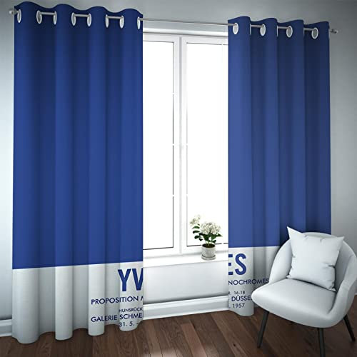 GaNkas Wärmeisolierte Vorhänge Öse Verdunkelung Yves Klein Blaue Vorhänge Raumverdunkelung Schallschutzvorhang für Wohnzimmer Schlafzimmer 2 Paneele B168xH300