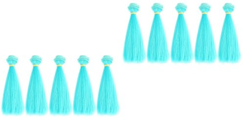 POPETPOP 10stücke Hitzebeständige Gerade Puppenperücken Handgefertigte Haarverlängerungen Für -projekte Mittel-türkis Für Puppenliebhaber