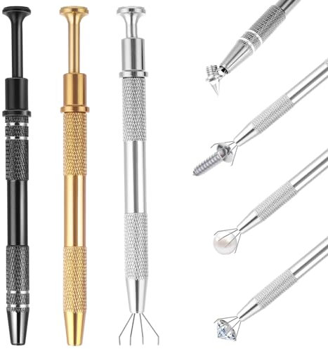 Piercingzange Edelstahl 3 Stück piercing kugel aufdreher piercing zange Diamant Edelsteine Catcher Piercing Kugel Greifer für kugeln für kleine Objekte, elektronische IC-Chip-Komponenten-3 Farben