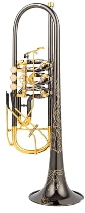 SCTOU Trompeten Bb-Trompete Drehventil Typ B Flacher Messing-Flachschlüssel Professionelle Trompetenmusikinstrumente