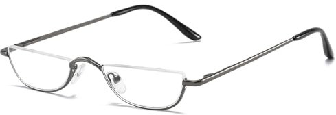 ABETOS Halbrand Lesebrille Herren Damen Metall Halbmond Halbrahmen Sehhilfe Flexibel Federscharnier Lesebrillen Computer Lesebrille Leicht Komfortable Lesehilfe Brille mit Stärke(Grau, 2.0)