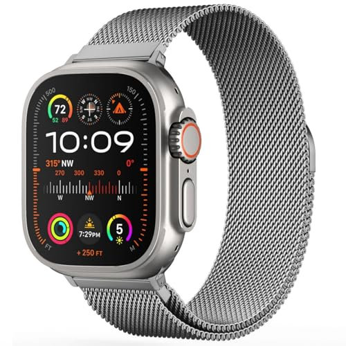 Original Titan Milanaise Armand Kompatibel mit Apple Watch Armand Ultra/Ultra 2, SE, Serie 10/9/8/7/6/5/4/3/2/1 49mm 46mm 45mm 44mm 42mm 41mm 40mm 38mm, Delstahl Metallband für iWatch ArmBand