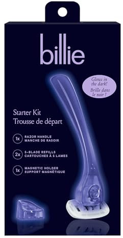 Billie Rasierer für Frauen Rasierset - Damenrasierer + 2 x 5-Klingen-Rasierer-Nachfüllungen + Magnethalterung - Moonbeam