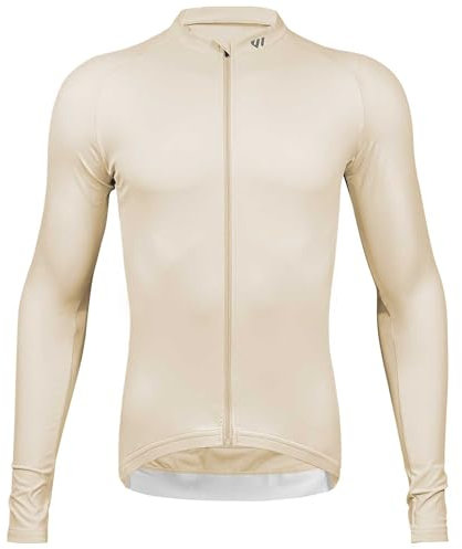 Wulibike Radtrikot Herren Langarm - Rennrad Trikot Herren Reißverschluss mit Taschen, Für Frühling und Herbst geeignet Hellbraun XL