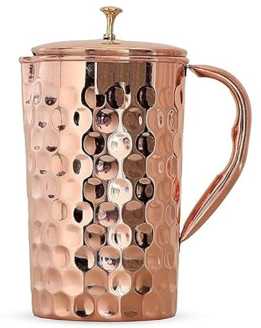 TreegoArt Carafe à eau en cuivre sans joint anti-fuite Motif diamant martelé 2000 ml
