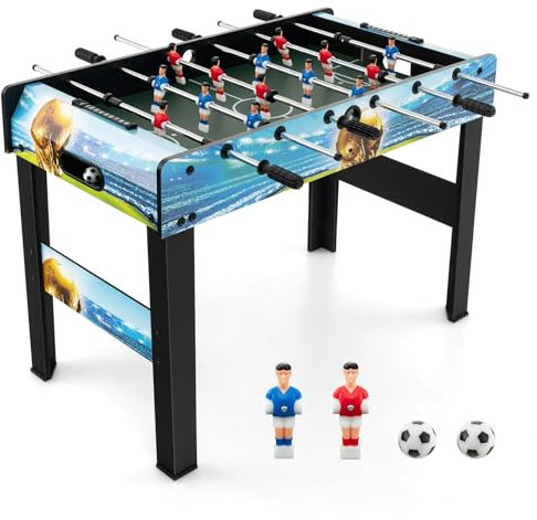 COSTWAY 2 in 1 Tischkicker, Kickertisch inkl. 14 Kicker und 2 Bällen, Tischfußball mit Punktezähler & abnehmbaren Beinen, Spieltisch für Erwachsene und Kinder, Tischfußball für Bars und Partys