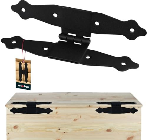 KOTARBAU® Cerniere pieghevoli a forma di H, 20,5 x 10 cm, cerniere per porta, in acciaio verniciato a polvere, colore nero, cerniera per finestra e cancello da giardino