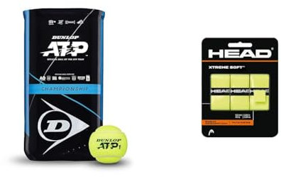 Dunlop Tennisball ATP Championship – für Sand, Hartplatz & Rasen (2x4 Bi-Pack) & Head Unisex-Erwachsene Xtremesoft Griffband, gelb, Einheitsgröße, 3 Stück (1er Pack)