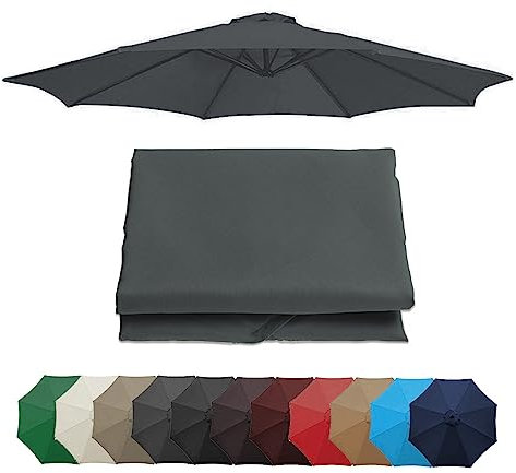 Auvent De Remplacement pour Parasol 2m/2,7m/3m, 6 Baleines/8 Baleines Toile De Rechange pour Parasol Déporté, Housse De Rechange pour Parasol De Jardin Terrasse Plage (auvent Seulement) (Color : Gray