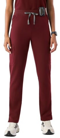 FIGS YOLA High Waisted Skinny Scrub Pants for Women — 11 Pockets, 4-Way Stretch, Yoga Waistband