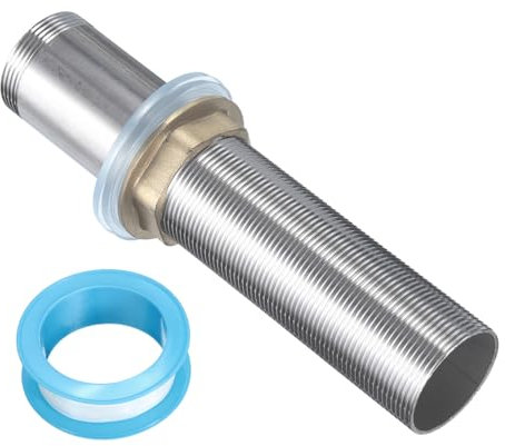 QUARKZMAN 6 Caña de Extensión de Montaje de Grifo de Acero Inoxidable con Tubo Roscado para Alargar la Caña de Montaje de Pie Alto Fijo con Tuerca y Junta 1 Piezas