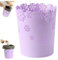 Liummrcy Bins For Bedrooms, Waste Paper Bin, 6.3 Inch Plastic Hollow Waste Paper Basket, Flower Lace Round Waste Bin for Bedroom, Bathroom, Kitchen, and Office S Purple