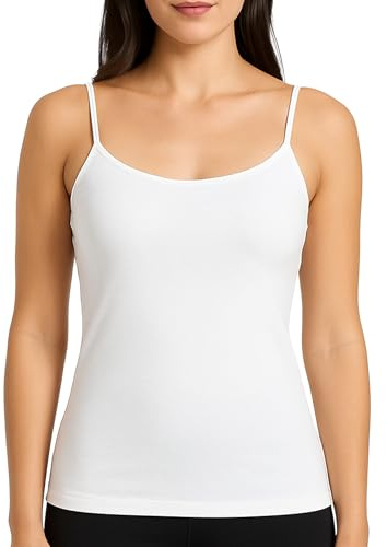 GARDA - 3 pz Canotta Donna in Filo di Scozia con Spalla Stretta Art. 0150 (2/S, Bianco)