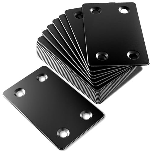 YOOPIN Flat Brackets for Wood 20PCS, 60x38x1.5mm Flat Joining Plates for Wood, Stainless Steel Sleeper Brackets, Black Mending Plates for Timber Fixing, Flat Metal Brackets Repair Connector