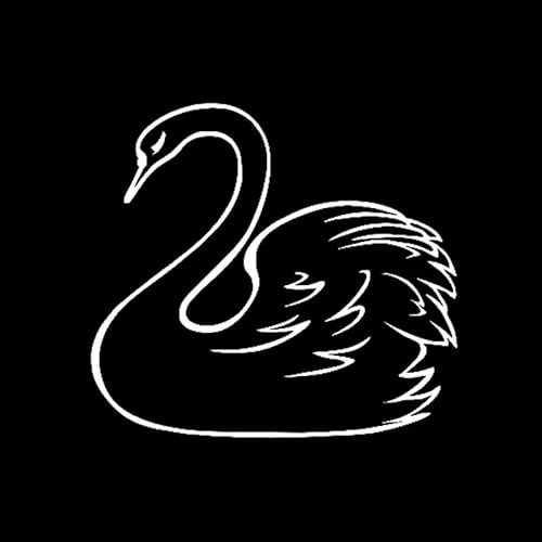 JIFENLI Autoaufkleber 15,9 cm * 14,5 cm Cartoon Schwan schöne Vinyl Auto Aufkleber Schwarz Silber Aufkleber Grafik