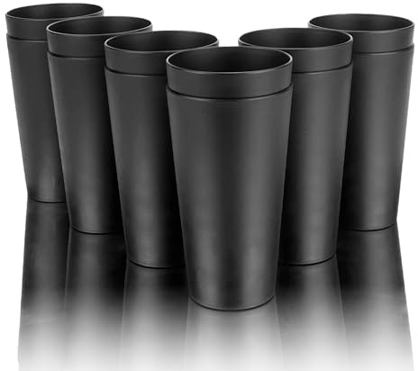 yongzhenlite Set di 12 bicchieri infrangibili, bicchieri grandi in plastica per uso interno ed esterno, leggeri, lavabili in lavastoviglie e adatti al microonde, ecologici (colore nero)