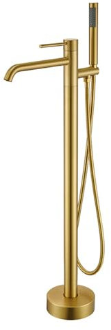 Robinet de baignoire sur pied brossé avec fixation de douche – Bec pivotant mitigeur de baignoire à levier unique pour un design moderne