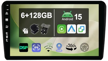 [6G+128G] Android 14 Autoradio 9 pollici per Audi A3 8P/8PA 2003-2013-[Integrato Wireless CarPlay|Android Auto|DSP]-GPS Sat Nav Bluetooth 5.0 Wifi 4G DAB+ Mirror Link 360° Panoramica+Fotocamera & MIC