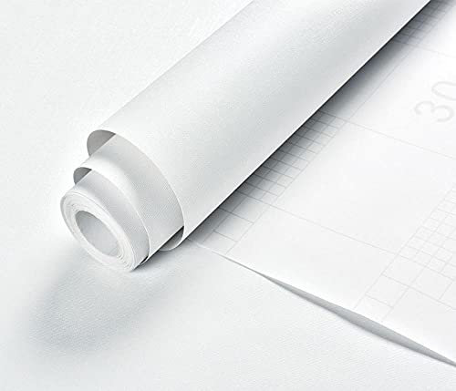 Papel tapiz autoadhesivo blanco mate impermeable para muebles de cocina, 23.6 x 275.6 pulgadas, película de vinilo grueso extraíble