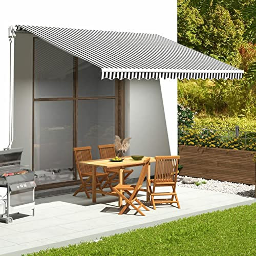ShGaxin 311989 Toile de rechange pour auvent Gris anthracite et blanc 4,5 x 3 m