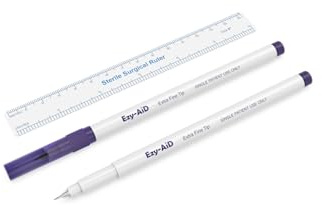 5pk Ezy-Aid STERILE Skin Marker | Gentian Violet Ink, Ruler in Sterile Pack, Individually wrapped | Fine, Regular, Extra Fine & Broad Tip | Non Toxic, Safe on sensitive skin (Extra Fine Tip, 5pk)