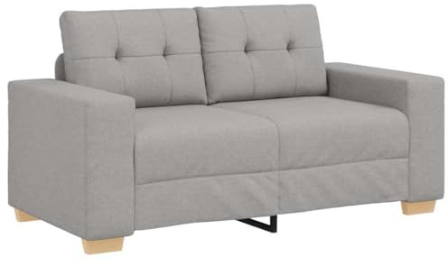 vidaXL Zweisitzer-Sofa mit Kissen Wolkengrau Stoff, Woh Living, modernes Design, robuster Loveseat, Bequeme Couch, minimalistisches Indoor-Sofa