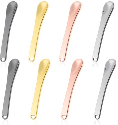 Oruola Lot de 8 mini spatules de maquillage en métal, avec un petit trou, spatule lisse et réutilisable, outil de frottis pour masque, crème pour les yeux, lotion, hydratant, 4 couleurs