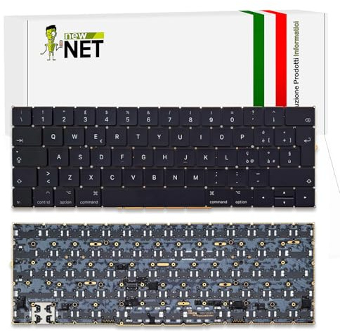 new net - Tastiera compatibile con Mac Book Pro (15 pollici, 2019) Model A1990 EMC 3359 MV942LL/A, MV942xx/A, MV952LL/A, MV952xx/A [Senza frame - colore tasti Nero - Layout ITA]