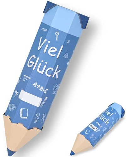 colmanda Schultüte, Geschwisterschultüte Bleistiftform, Schultüte Mädchen Jungen Namen, 3D Bastelschultüte Wellpappe, 41 cm Schultüten Viel Glück Geschenkverpackung Einschulung Schulanfang (Blau)
