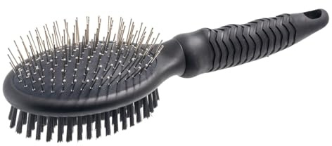 SOTNOS Double Sided Dog Brush for Grooming – Available in Small & Large – Black Bristle & Pin Brush for Short or Long Hair – Daily Coat Care Tool – Gentle Detangler – Single Pack for All Breeds_Large
