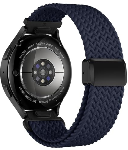 Cinturino Compatibile con Samsung Galaxy Watch 7 6 5 4 40mm 44mm/6 4 Classic 46mm 42mm 47mm 43mm/FE/5 Pro, Nylon Cinturini Sportivo Magnetico per Garmin Vivoactive 5 3 6/Forerunner 55 245/Venu sq 2