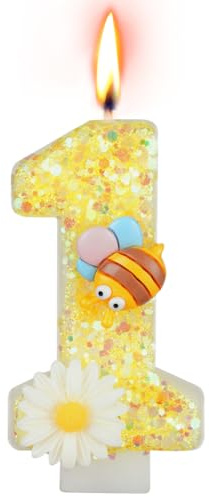Alaoo Geburtstagskerzen Zahlen 1, Gelb Schmetterling Zahl Kerzen für Kuchen | 3D Schmetterling Geburtstagskerzen,Kuchen Topper Dekoration Kuchendeko Geburtstag,Geburtstagskerzen für Geburtstagsdeko