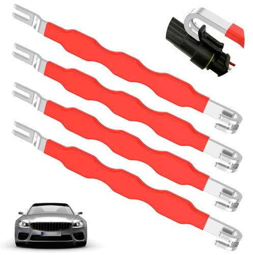 BAODBF 4 Stück Elektrischer Kfz Stecker Abzieher,Schonendes und Schnelles Elektrische Steckverbinder-trennwerkzeuge,Steckerlöser Kfz Werkzeug für Auto Reparatur Wartung,Kabelbaum-Entriegelung(Rot)