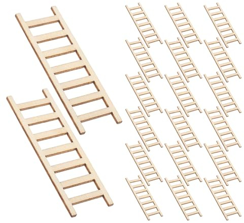 Cabilock 72stücke Holzleiter Miniatur für Puppenhäuser Deko Leiter Kleine Stufenornamente Spielzeugleiter Winziges Leitermodell Miniaturmöbel